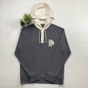 Banana Republic Rugby Logo Chest Embroidery Long Sleeve Polo Hoodie (Gray/White)